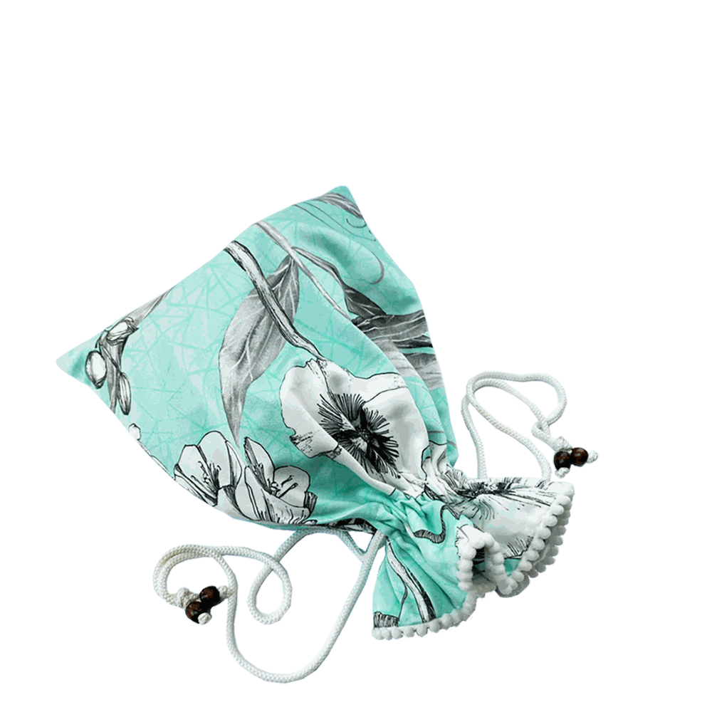 Blue Floral Drawstring Bag Image