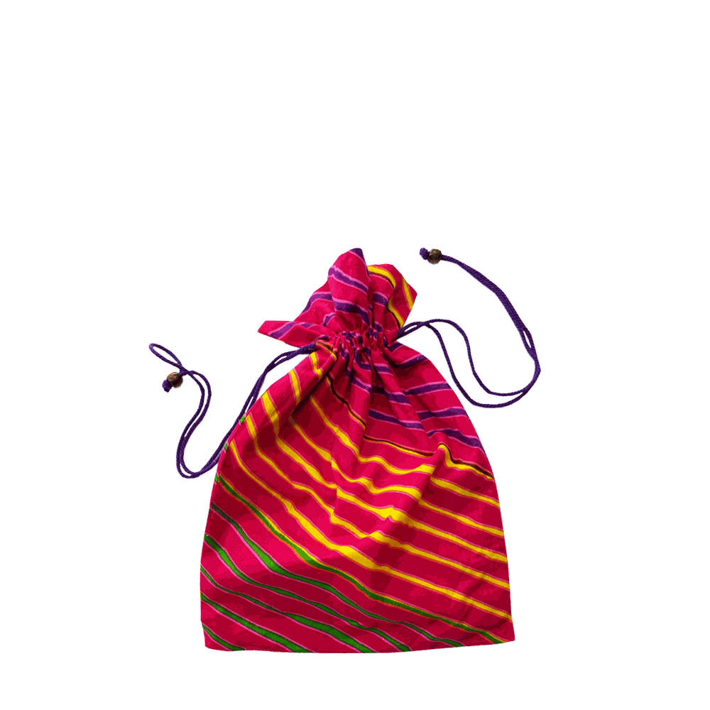 Pink Stripe Drawstring Bag Image