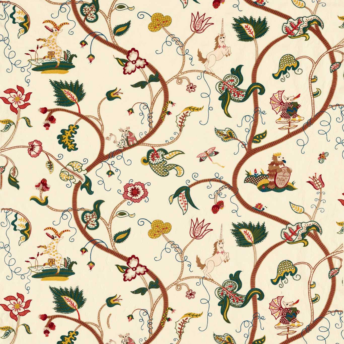 Zoffany - Sanderson Cotton Mix Embroidery Multi 1A