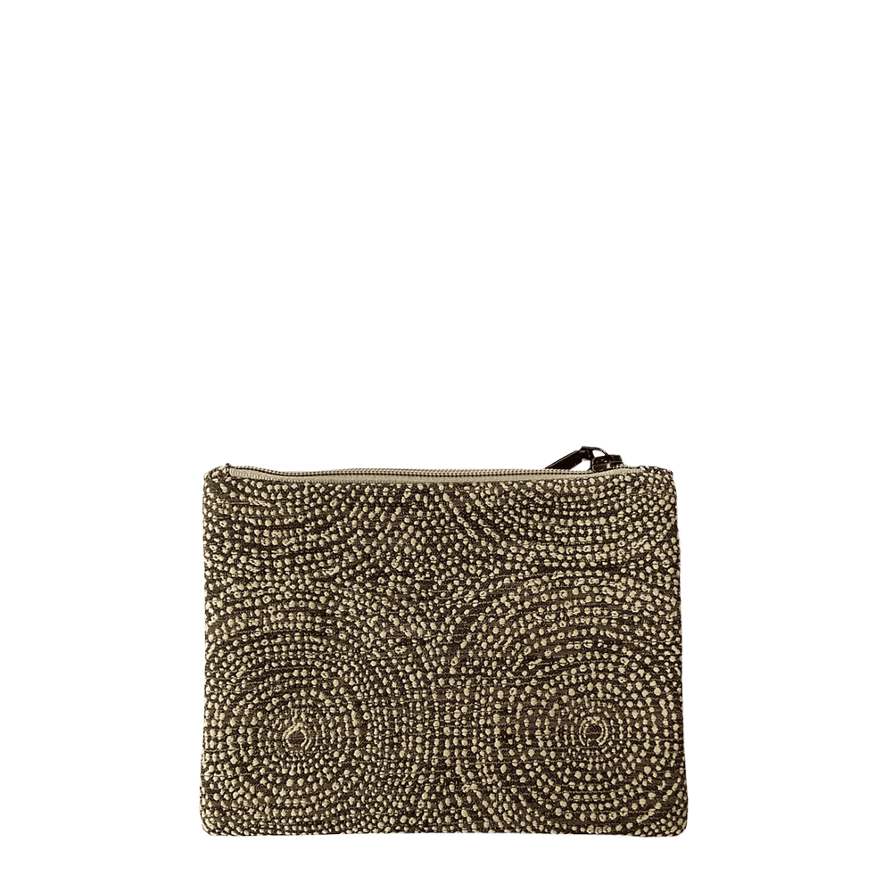 Woven Brown Circle Zip Purse