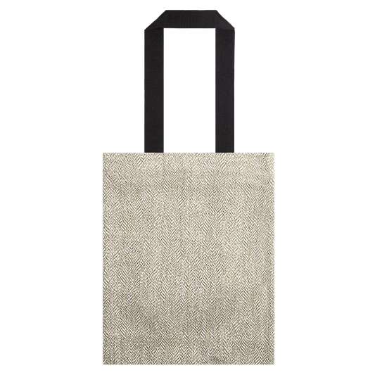 Metallic Cream Herringbone Tote Bag