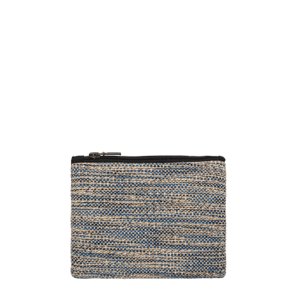 Blue, Navy and Cream Checked Zip Purse