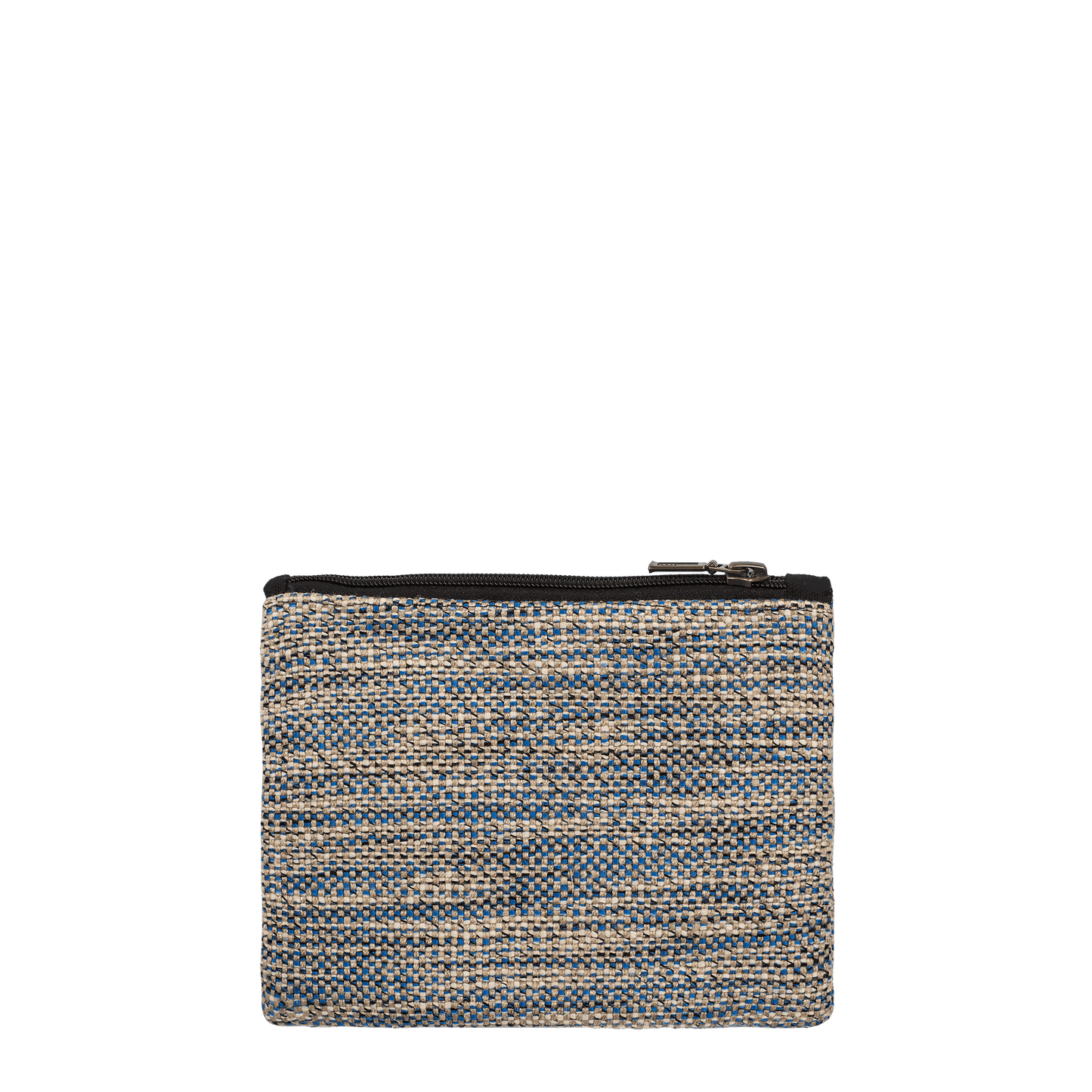 Blue, Navy and Cream Checked Zip Purse