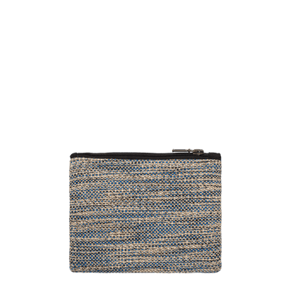 Blue, Navy and Cream Checked Zip Purse