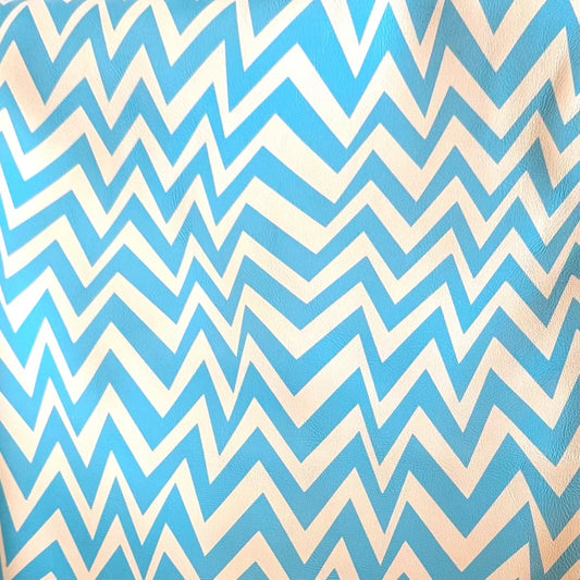 Faux Leather Blue Zig Zag 1A