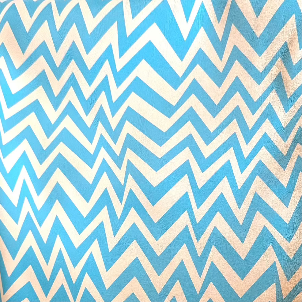 Faux Leather Blue Zig Zag 1B